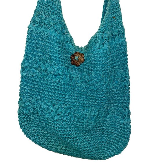 Capelli Teal turquoise straw cocounut shell beach pool should cross body… - Picture 4 of 4